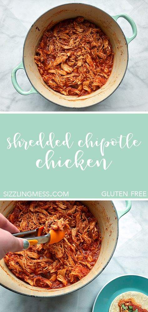 Shredded Chicken Sauce Recipes, Shredded Chicken Seasoning Recipes, Dutch Oven Tacos, Taco Shredded Chicken, Chicken Tacos Oven, Chicken Tacos In Oven, Mexican Chipotle Chicken, Shredded Chicken Oven, Tostada Bar Party Ideas