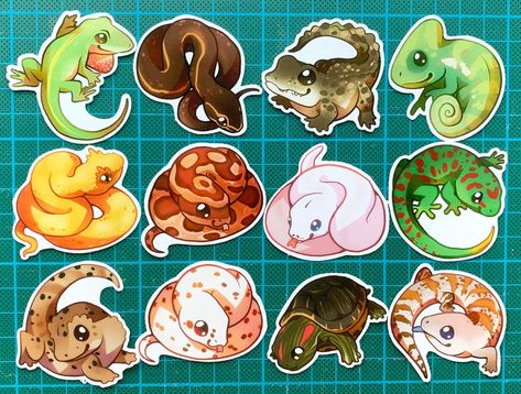 Reptile Stickers, Eyelash Viper, Green Anole, Day Gecko, Snake Green, Corn Snake, Cute Reptiles, Crested Gecko, Sticker Ideas