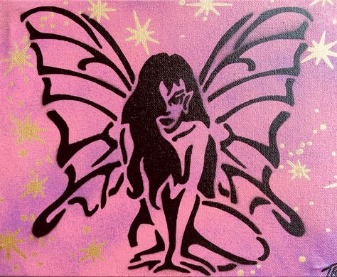 Fairy Core Art, Y2k Painting, Fairy Painting, 8x10 Painting, Fairy Paintings, Trippy Painting, Hippie Wallpaper, Fairy Art, Painting Art Projects