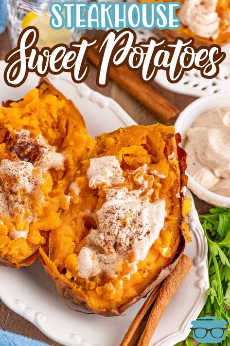 Sweet Potato Butter Recipe, Best Baked Sweet Potato, Microwave Sweet Potato, Sweet Potato Toppings, Raw Sweet Potato, Sweet Potato Recipes Baked, Cinnamon Honey Butter, Baked Sweet Potatoes, Sweet Potato Cinnamon