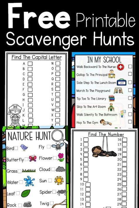 Free printable scavenger hunts. These printables are a great way to get kids moving and learning at the same time. Alphabet, Number, Nature, and School Scavenger Hunts! Math Scavenger Hunt Kindergarten, Prek Scavenger Hunt, Number Scavenger Hunt Preschool, Scavenger Hunt Ideas For School, Alphabet Scavenger Hunt Printable, Kindergarten Scavenger Hunt, Number Scavenger Hunt, Toddler Scavenger Hunt, Alphabet Scavenger Hunt