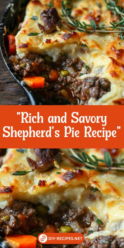 This rich and savory Shepherd's Pie is perfect for a cozy dinner. Ground meat, veggies, and a buttery mashed potato topping—yum! Shepherds Pie With Stew Meat, Shepard Pie With Ground Beef, Roast Shepards Pie, Pub Style Shepherds Pie, Best Shepherds Pie Recipe Beef, Authentic Shepherds Pie, Shepherds Pie Recipe Lamb, Sheperherds Pie, Cozy Winter Dinner Recipes