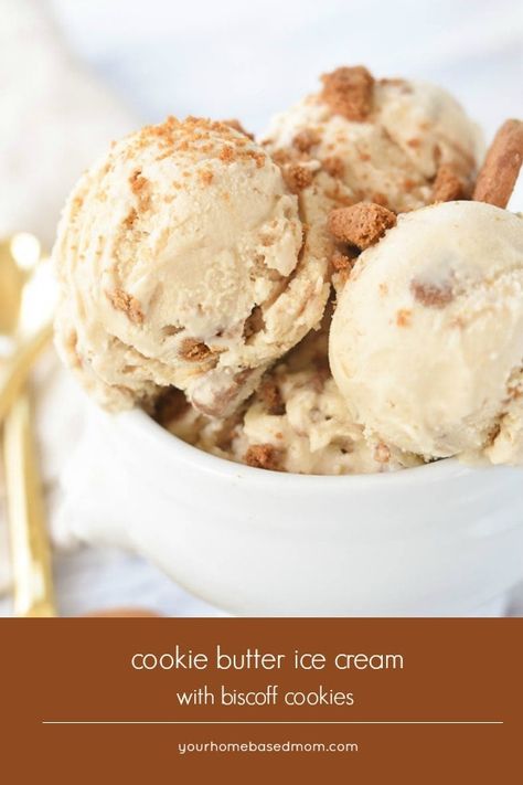 Cookie Butter Ice Cream with Biscoff Cookies is a fun way to enjoy a favorite treat.  If you can't keep your spoon out of the cookie butter, biscoff or speculoos spread this one is for you! #icecream #dessert #frozentreats #cookiebutter #biscoffcookies Cookie Butter Biscoff, Cookie Butter Ice Cream, Butter Ice Cream, Medicine Tips, Biscoff Cookie Butter, Biscoff Cookies, Cookie Butter, Healthy Food Facts, Healthy Diet Recipes