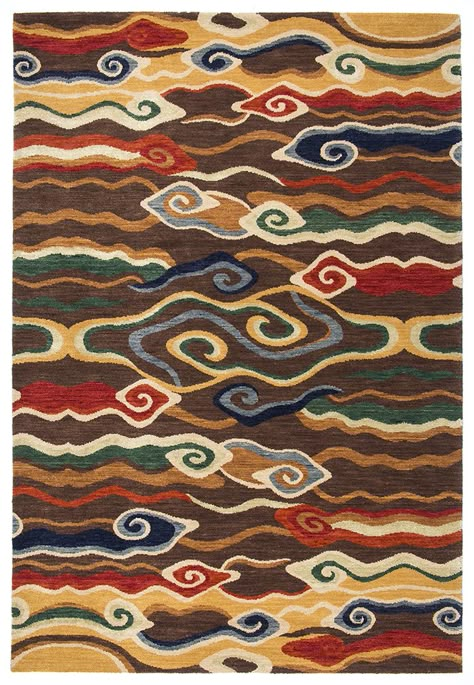 Swirling Clouds is a modern interpretation of traditional Tibetan designs Tibetan Clouds, Swirling Clouds, Tibetan Rugs, Motif Batik, Art Appliqué, Tibetan Art, Batik Pattern, Trik Fotografi, Carpet Design