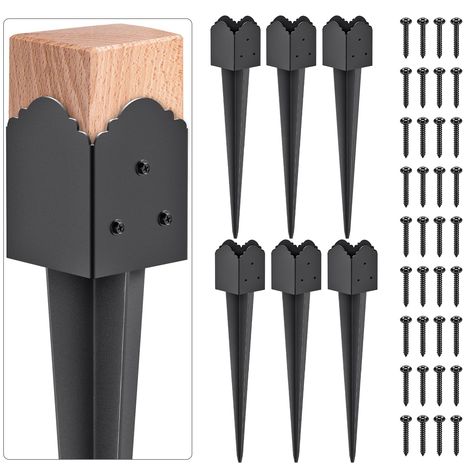 PRICES MAY VARY. 𝑫𝒊𝒎𝒆𝒏𝒔𝒊𝒐𝒏: 4x4 Post spike head is 3.7'' x 3.7'', total length is 23'', fits posts (lumber size 3.5” x 3.5”), anchor length up to 18'' with strong construction and reliable performance. 𝑯𝒊𝒈𝒉 𝑸𝒖𝒂𝒍𝒊𝒕𝒚 𝑴𝒂𝒕𝒆𝒓𝒊𝒂𝒍: The Insaga Mailbox Post Anchor is constructed of heavy duty steel with a black powder coat finish and smooth welds to ensure it will not rust or corrode over time. 𝑾𝒊𝒅𝒆 𝑼𝒔𝒆: This fence post spikes 4x4 is the perfect solution for securely an Pvc Projects Diy Ideas, Cheap Privacy Fence, Fence Yard, Lumber Sizes, Gazebo On Deck, Fence Options, Digging Holes, Side Yard Landscaping, Hitching Post