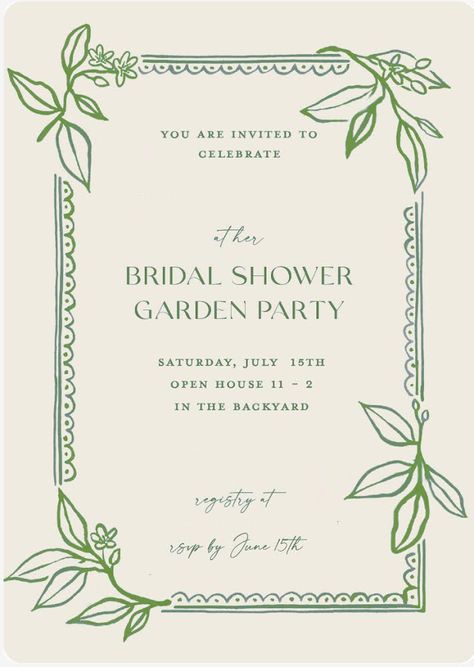 Garden Wedding Invite, Formal Invitation Card Design, Green And White Wedding Invitations, Aesthetic Invitations, Ticket Party Invitations, Wedding Illustration Card, Pop Up Invitation, Garden Party Invitations, Illustrated Wedding Invitations