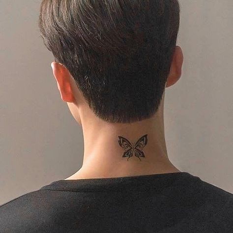 Nevertheless Butterfly Tattoo, Nevertheless Butterfly, Kdrama Nevertheless, Tattoo Song, Butterfly Neck Tattoo, Song Tattoos, Tattoo Butterfly, Boys Hair, Hand Poked Tattoo