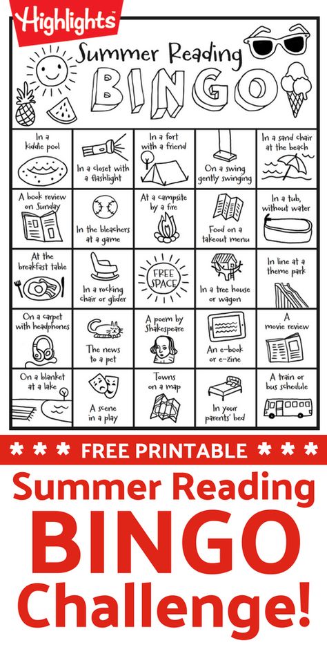 Summer Reading Bingo, Summer Reading Activities, Reading Bingo, Reading Incentives, Summer Reading Challenge, Kids Summer Reading, Reading Help, Library Activities, Summer Reading Program