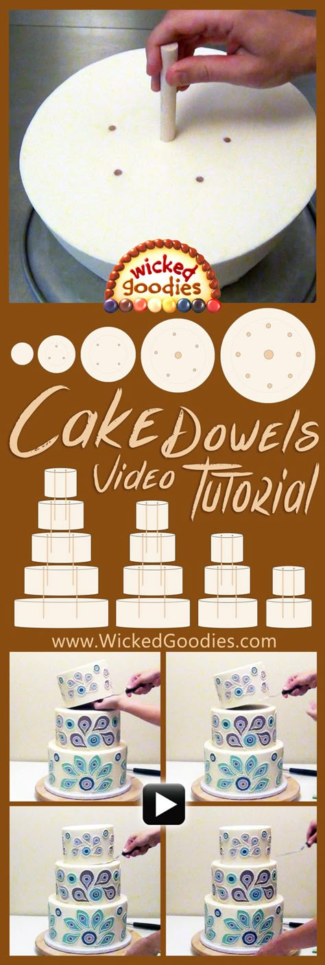 How to Use Wood Dowels in Stacked Cake Assembly Cake Dowels, Cakes To Make, How To Stack Cakes, Wedding Cake Recipe, Wood Cake, Cake Business, Cake Icing, Cupcake Cake, Clipuri Video