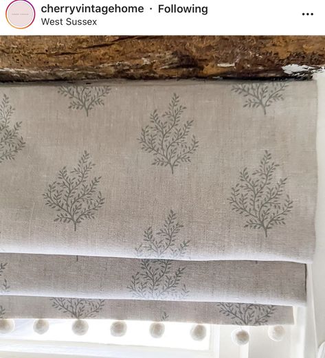 Cottage Roman Blinds, Family Room Blinds, Country Cottage Roman Blinds, Sage Blinds, Cottage Blinds, Peony And Sage Curtains, Peony And Sage Blinds, Kitchen Blinds Ideas, Susie Watson Roman Blinds