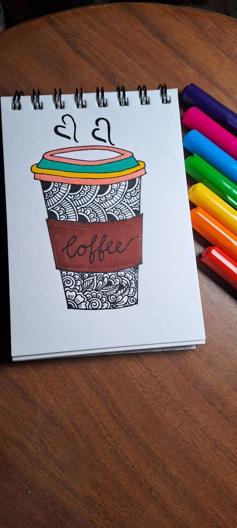 Easy mandala art | coffee cup mandala Easy Mandala Art, Easy Mandala, Simple Mandala, Easy Art, Art Coffee, Simple Art, Mandala Art, Coffee Cup, Coffee Cups