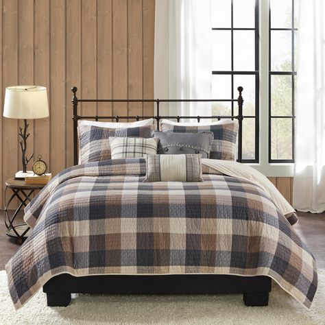 Buffalo Plaid Bedding, Plaid Bedroom, Country Bedding Sets, Rustic Bedding Sets, Future Bedroom Ideas, Herringbone Quilt, Plaid Bedding, Cabin Bed, Plaid Quilt