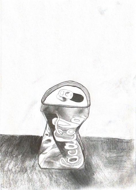 Coke Can Drawing, Crushed Coke Can, Soda Can Drawing, Crushed Soda Can, Can Drawing, Drawing Basics, Coke Can, Pop Cans, Coke Cans