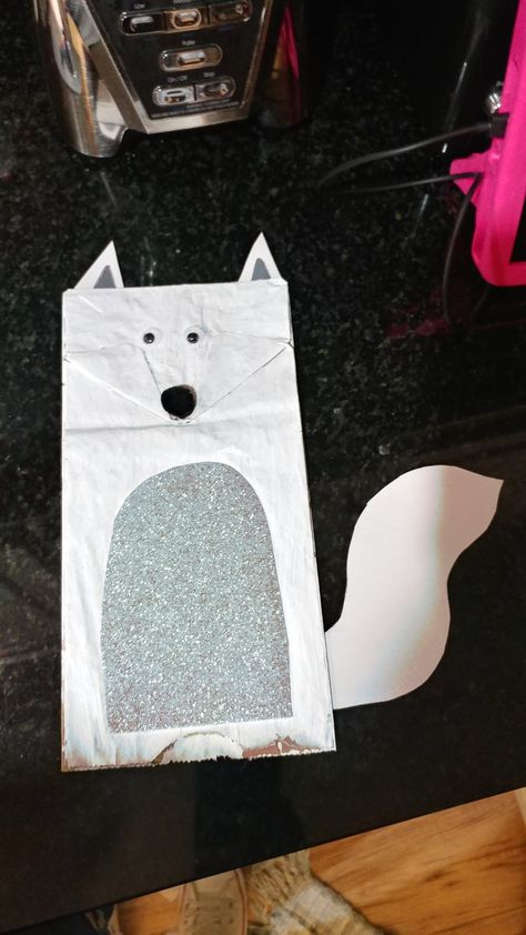 Made this with my 4 year old for her class project. They are studying artic animals and she wanted to make an artic fox.  Super easy. Paint white with acrylic paint, black pom pom for nose, googly eyes, ears and tale are construction paper, belly is sparkly foam. Enjoy! Artic Fox Activities For Kids, Artic Fox Preschool Activities, Artic Activities For Preschool, Artic Fox Crafts For Toddlers, Arctic Fox Crafts, Artic Animals Crafts For Preschool, Arctic Fox Crafts For Kids, Polar Fox Craft, Attic Animals Craft