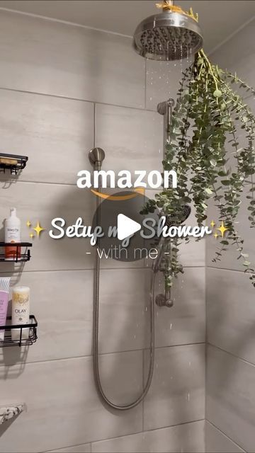 Shower Organization Ideas, Shower Decor Ideas, Couples Bathroom, Shower Aesthetic, Bathroom Setup, Ceiling Shower Head, Shower Organization, December 4, Shower Decorations