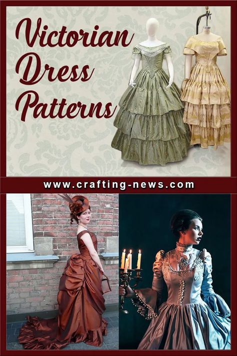 7 Victorian Dress Patterns Victorian Christmas Dress, Victorian Clothing Women, Historical Dress Patterns, Historical Dresses Victorian, Victorian Dress Pattern, Historical Clothing Patterns, Victorian Style Clothing, Victorian Era Dresses, Gown Sewing Pattern