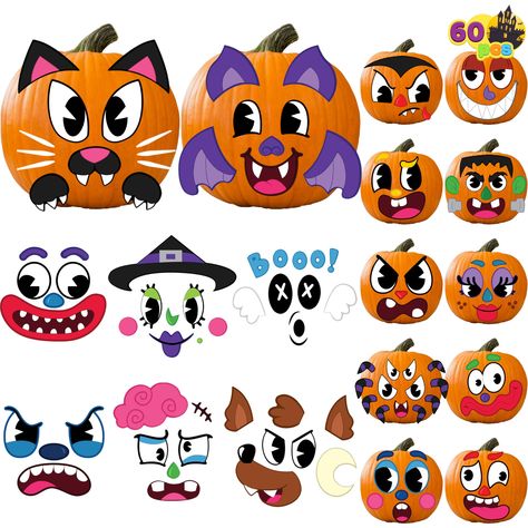 PRICES MAY VARY. INCLUDE. Our 60 Pcs Halloween Silly Face Pumpkin Stickers features 30 Sheet total of 60 character pumpkin faces Stickers decoration with 15 designs. Which is good decoration for Family and Kids. INSPIRE CREATIVITY. Bring your kids’ imagination to life and encourage them to explore their creativity during the spookiest season of the year. ! Perfect for Anyone to Freely Customize and Create Pumpkin Faces . Also Good For Teamwork for Kids to Play Together. Perfect Halloween Decor Y Silly Face Pumpkin, Halloween Pumpkin Decorating, Character Pumpkins, Silly Face, Jack O Lantern Faces, Stickers Halloween, Pumpkin Stickers, Art & Craft Kit, Pumpkin Halloween Decorations