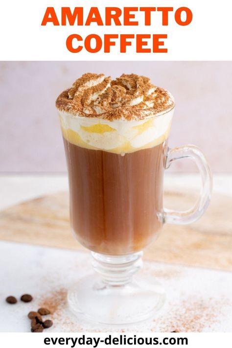 Amaretto Coffee, French Press Recipes, Amaretto Recipe, Amaretto Drinks, Coffee Banana Smoothie, Ice Latte, Italian Drinks, Baking Lessons, Banana Coffee