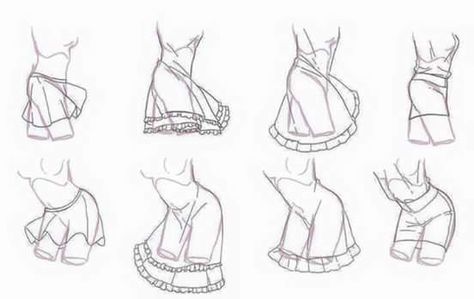 How To Draw Skirts Step By Step, Skirt Physics, Skirt Drawing Reference, Skirt Reference, Skirt Drawing, Manga Tutorial, Art Outfits, Anatomy Drawing, Body Drawing