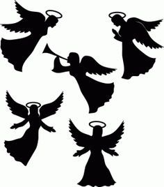 I think I'm in love with this shape from the Silhouette Design Store! Angel Silhouette, Nativity Silhouette, Small Angel, Silhouette Tattoos, Silhouette Christmas, Silhouette Stencil, Scroll Saw Patterns, Christmas Window, Christmas Templates