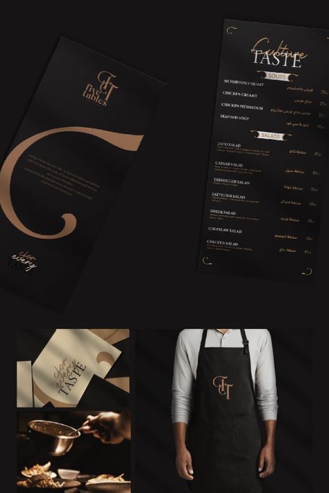 Menu Designs For Restaurants, Fine Dine Restaurant Branding, Branding For Restaurant, Fancy Restaurant Branding, Fancy Restaurant Menu Design, Elegant Menu Design Restaurant, High End Menu Design, Luxury Restaurant Menu Design, Fancy Restaurant Logo