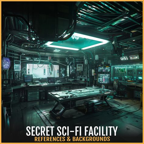 Cyberpunk Laboratory Concept Art, Scifi Laboratory, Secret Lab, Sci Fi Laboratory Concept Art, Scifi Lab, Futuristic Lab, Sci Fi Laboratory, High Tech Interior, Space Lab