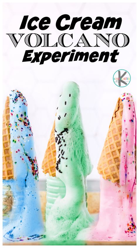 Check out this summer science experiment creating an ICE CREAM Volcano! This activity is an easy project for your ice cream theme with kids of all ages! Carnival Prek Activities, Groovy Joe Ice Cream And Dinosaurs Activities, Math Summer Activities For Preschool, Ice Cream Stem Activity, Field Day Games For Preschoolers, Ice Cream Activities For Kids, Beach Activities For Preschool, August Activities For Kids, Exploding Watermelon