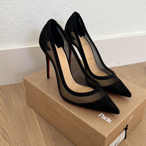 Christian Louboutin Galativi Black; Nwt; Never Worn I Just Missed The Return Window. Black Luxury Heels, Cristian Lobotan Heels, Louibittons Heels, Expensive Shoes Luxury, Designer Heels Louboutin, Louboutin Heels Outfit Classy, Loubuitton Heels, Loubuitton Shoes, Loubitons Heels