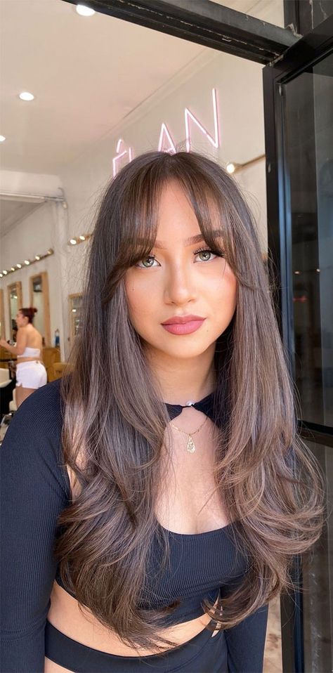 Choppy Layers For Long Hair, Hair With Bangs And Layers, Long Hair With Bangs And Layers, Haircuts For Long Hair Straight, Long Haircuts With Bangs, Long Hair With Layers, Bangs And Layers, Haircuts For Long Hair With Layers, Layered Haircuts For Medium Hair