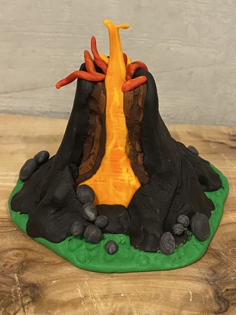 Volcano Clay Model, Volcano Montessori, Volcano Model Project, Volcano Clay, Spring Science Activities, Volcano Model, Volcano Projects, Spring Science, Steam Activity