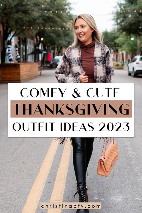 This Thanksgiving, find the perfect blend of comfy and cute in our women's outfit ideas for 2023. Explore options with jeans, leggings, and more, so you can enjoy the holiday in style. Comfortable Thanksgiving Outfits Women, What To Wear For Thanksgiving Dinner, Thanksgiving Style Outfits, Outfit For Thanksgiving Dinner, Thanksgiving Outfits Women Classy, Classy Outfit Ideas For Women, Thanksgiving Outfits For Women, Outfit For Thanksgiving, Thanksgiving Outfit Women Casual