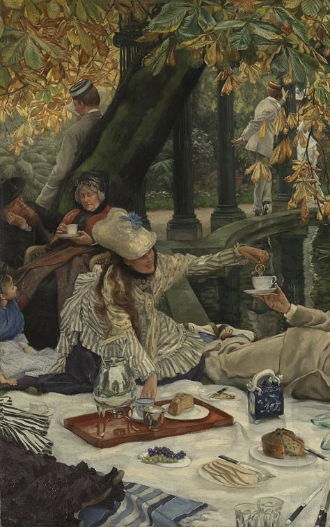 James Tissot, Victorian Portraits, Victorian Paintings, Antique Painting, Academic Art, The Picnic, Coffee Poster, T Art, Antique Paint