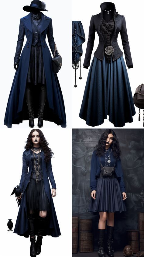 Witch Outfit Harry Potter, Ravenclaw Inspired Dress, Harry Potter Witch Outfit, Blue Steampunk Outfit, Fantasy Royalty Clothes, Blue Witch Outfit, Fantasy Witch Outfit, High Fantasy Clothing, Ravenclaw Inspired Outfits