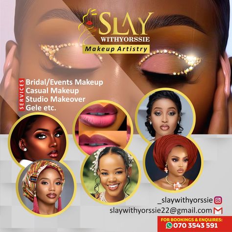 Flyer Design for @slaywithyorssie makeup artistry Makeup Banner Design, Makeup Flyer Design, Makeup Banner, Henna Design Tutorial, Beauty Salon Marketing, Bridal Henna Design, Hair Salon Design, Bridal Henna Designs, Beauty Makeover