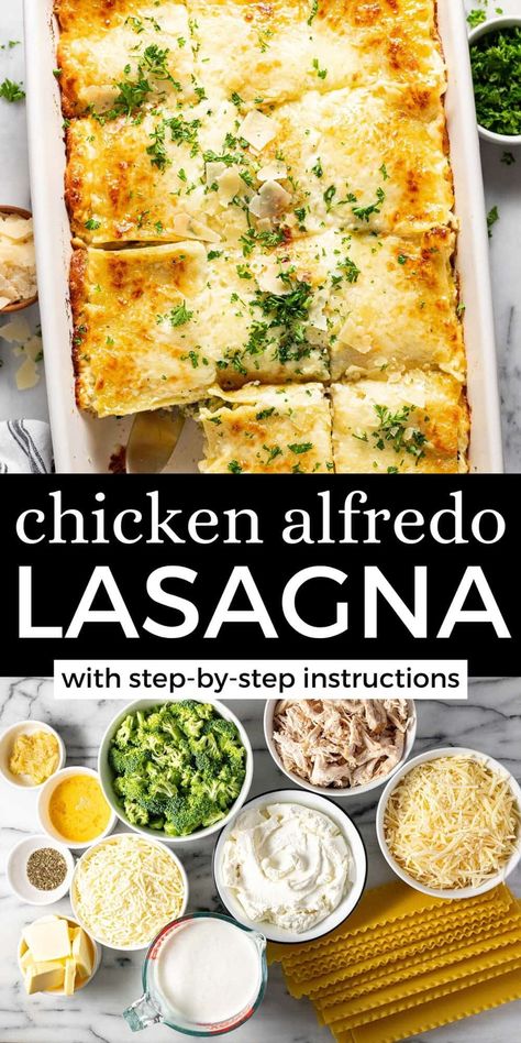 Noodles With Cheese, Utah Recipes, Shredded Rotisserie Chicken, Chicken Alfredo Lasagna, Alfredo Lasagna, Night Recipes, Pasta Chicken, Chicken Lasagna, Homemade Alfredo Sauce