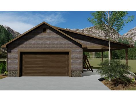 Drive-Thru Garage Plan, 065G-0016 Large Covered Porch, Detached Garage Designs, 2 Car Garage Plans, Garage Plans Detached, Backyard Garage, Basement Layout, Rustic House Plans, Garage Floor Plans, Garage Plan