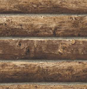 NextWall Log Cabin Peel and Stick Wallpaper - - Amazon.com Log Wallpaper, Grey Textured Wallpaper, Cabin Wallpaper, Wood Feature Wall, Washable Wallpaper, Mountain Decor, Faux Brick, Reclaimed Wood Wall, Stick On Wallpaper