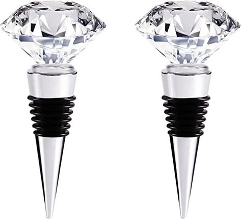 Crystal Wine and Beverage Bottle Stopper Corks for Wine, Made of Zinc Alloy and Glass, Decorative and Reusable Diamond Plug with Gift Box, Multi-Option (2pcs Crystal) Wine Aerators, Diy Furniture Decor, Beverage Bottle, Seal Gifts, Wine Bottle Decor, Wine Bottle Stoppers, Cork Stoppers, Bottle Stopper, Wine Stoppers