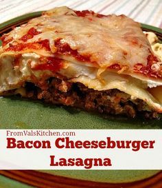 Bacon Cheeseburger Lasagna Recipe - From Val's Kitchen Cheeseburger Lasagna Recipe, Cheeseburger Lasagna, Valerie Gray, Recipes Using Pasta, Classic Lasagna, Bacon Cheeseburger, Recipe Roundup, Entree Recipes, Lasagna Recipe