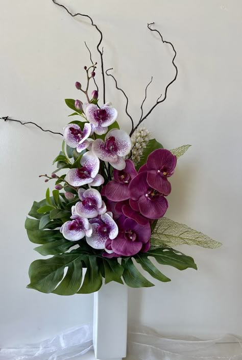 Orchids Flowers Arrangements, Unique Orchid Arrangement, Flower Arrangement With Orchids, Artificial Orchid Arrangements Ideas, Flower Arrangements With Orchids, Floral Arrangements With Orchids, Orchid Vase Arrangement, Large Artificial Flower Arrangements, Artificial Orchid Arrangement