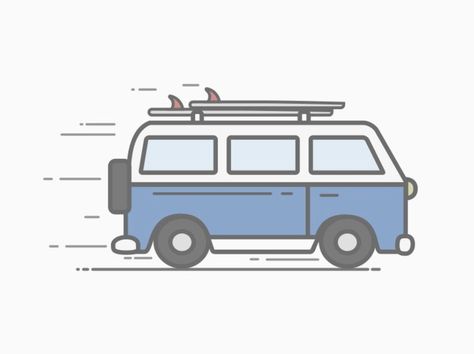 Css Ideas, Volkswagen Art, Van Drawing, Volkswagon Van, Vw Art, Combi Vw, Flat Design Illustration, Vw T1, Cute Canvas