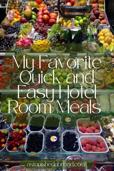 Healthy Hotel Food, Healthy Meals While Traveling, Packable Meals For Travel, Meal Prep While Traveling, Easy Meals When Traveling, Hotel Room Meals Ideas, Easy Travel Dinners, Hotel Living Meals, Vegan Hotel Room Meals