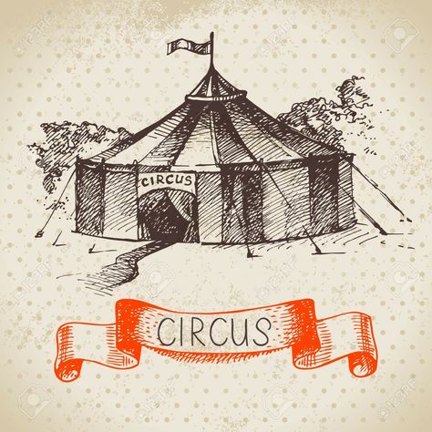 Circus Tent Drawing, Vintage Circus Tent, Circus Tent Illustration, Tent Drawing, Circus Drawing, Circus Tattoo, Circus Illustration, Vintage Circus Posters, Tatuagem Masculina Pequena