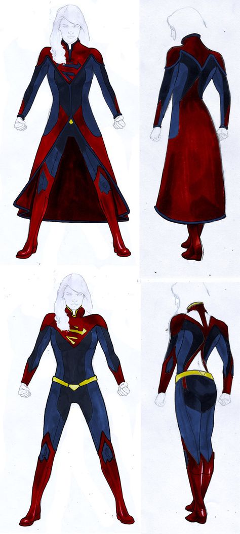 Smallville Season 11 Supergirl Costume Design by gattadonna on deviantART Supergirl Costume Design, Supergirl Deviantart, Supergirl Design, Superhero Costume Design, Supergirl Redesign, Supergirl Costume, Superhero Suits, Super Girls, Costume Anime