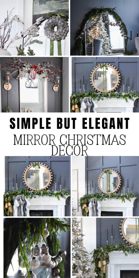 Christmas mirror decor ideas Christmas Mirror Decorations, Mirror Decoration Ideas, Arched Mirrors, Christmas Mirror, Large Round Mirror, Mirror Decoration, Scandi Christmas, Elegant Mirrors, Arched Mirror