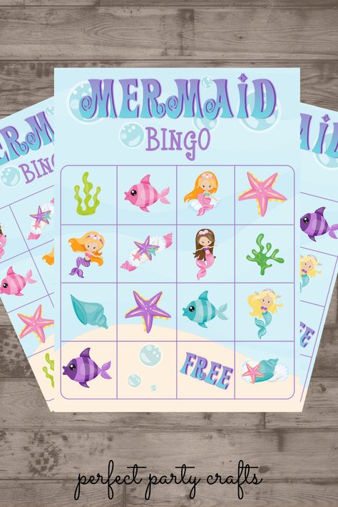 Mermaid Games For Party, Mermaid Birthday Party Activities, Mermaid Birthday Party Games, Mermaid Games, Mermaid Party Games, West Jordan Utah, Mermaid Pool Parties, Ariel Party, Bingo For Kids