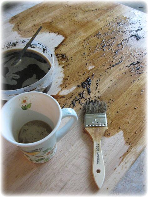 Staining wood with coffee. This lady's countertop is really quite impressive! Ormanlık Alan, Stain Wood, Coffee Stain, Wooden Counter, Burger Bar, Coffee Staining, Old Wood, Counter Top, Diy Hacks