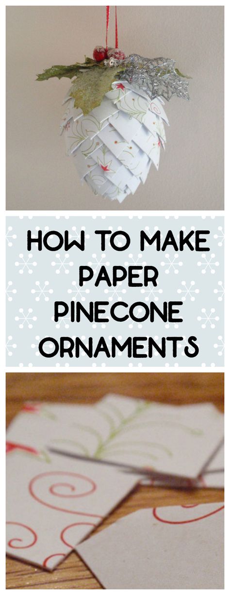 Diy Paper Pinecones, Diy Simple Ornaments, Paper Pinecones Diy, Origami Pinecone, Styrofoam Christmas Ornaments Diy, Diy Ribbon Ornaments, Egg Ornaments Diy, Diy Paper Xmas Decorations, Christmas Paper Crafts Diy