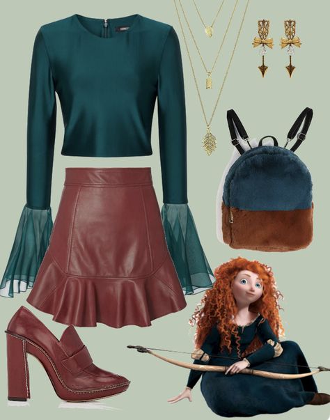 #disney #brave #princess #merida #fashion #outfit #inspo #idea Merida Brave Inspired Outfits, Merida Halloween Costume, Merida Brave Costume, Merida Outfit, Brave Princess Merida, Brave Costume, Merida Costume, Merida Cosplay, Merida Disney