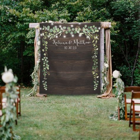 Wood Backdrop Wedding, Wedding Backdrop Rustic, Anniversary Backdrop, Decor Photobooth, Bar Background, Boho Wedding Backdrop, Rustic Wedding Backdrops, Party Girlande, Photo Backdrop Wedding